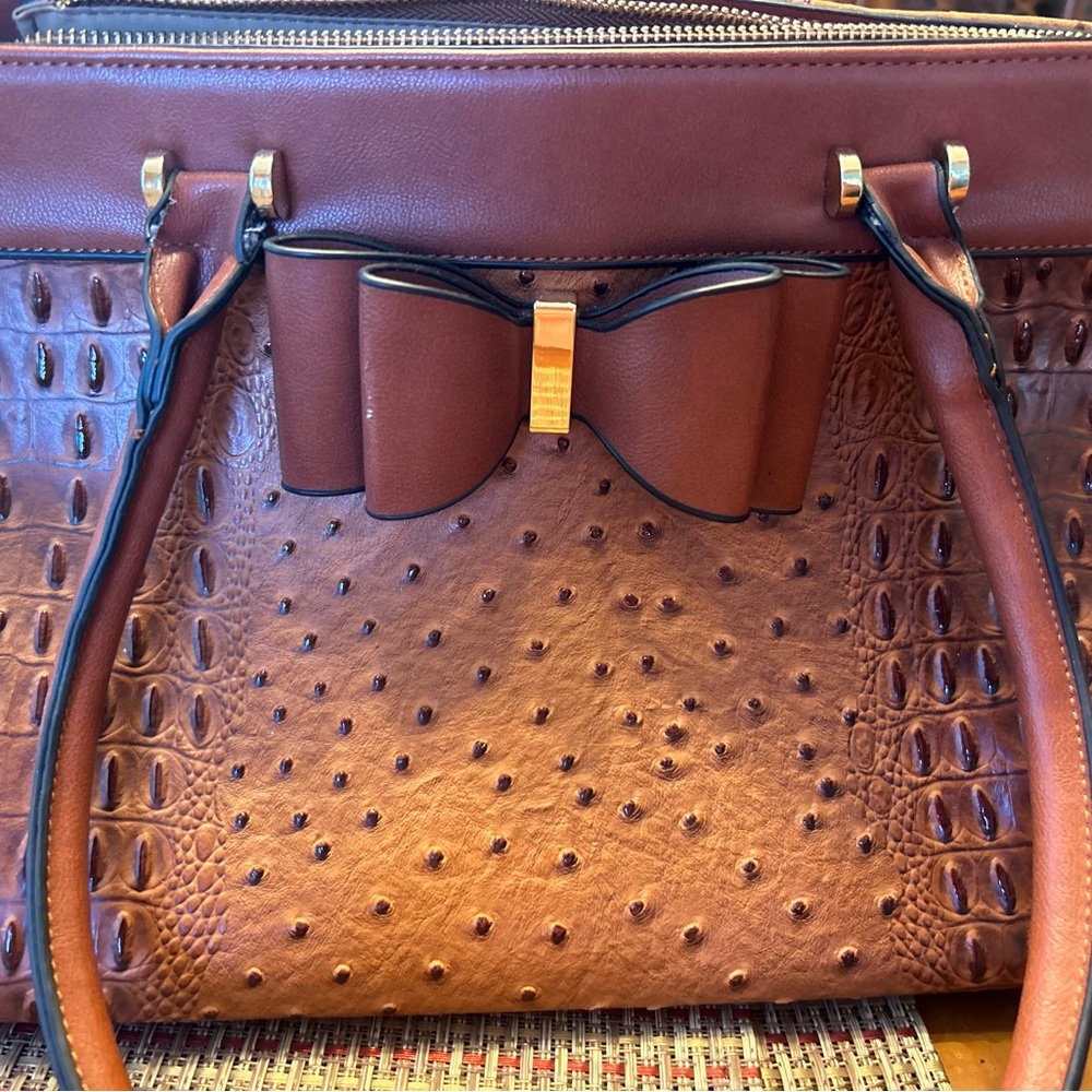 Ostrich leather handbag